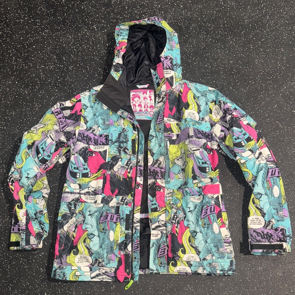 Burton Snow Jacket Colorful Comic Print Ski Snowboard Womens Medium M